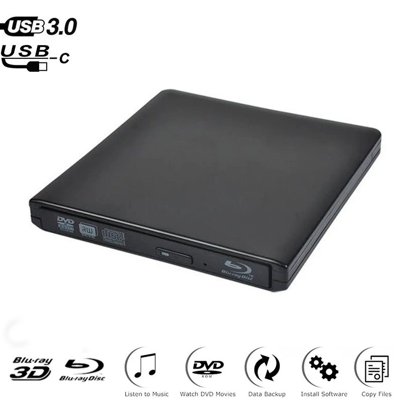 Внешний Привод Blu ray тонкий Type C + USB 3 0 размытая горелка BD RE CD/DVD RW запись