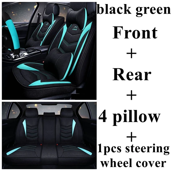 black green Luxury Чехол автокресла для Kia Rio Sorento Magentis Opirus Carens Ceed Rio 3 VQ KCV4 Stinger K900 железным Форте Cadenza K9 Ниро Borreg - Название цвета: black green Luxury