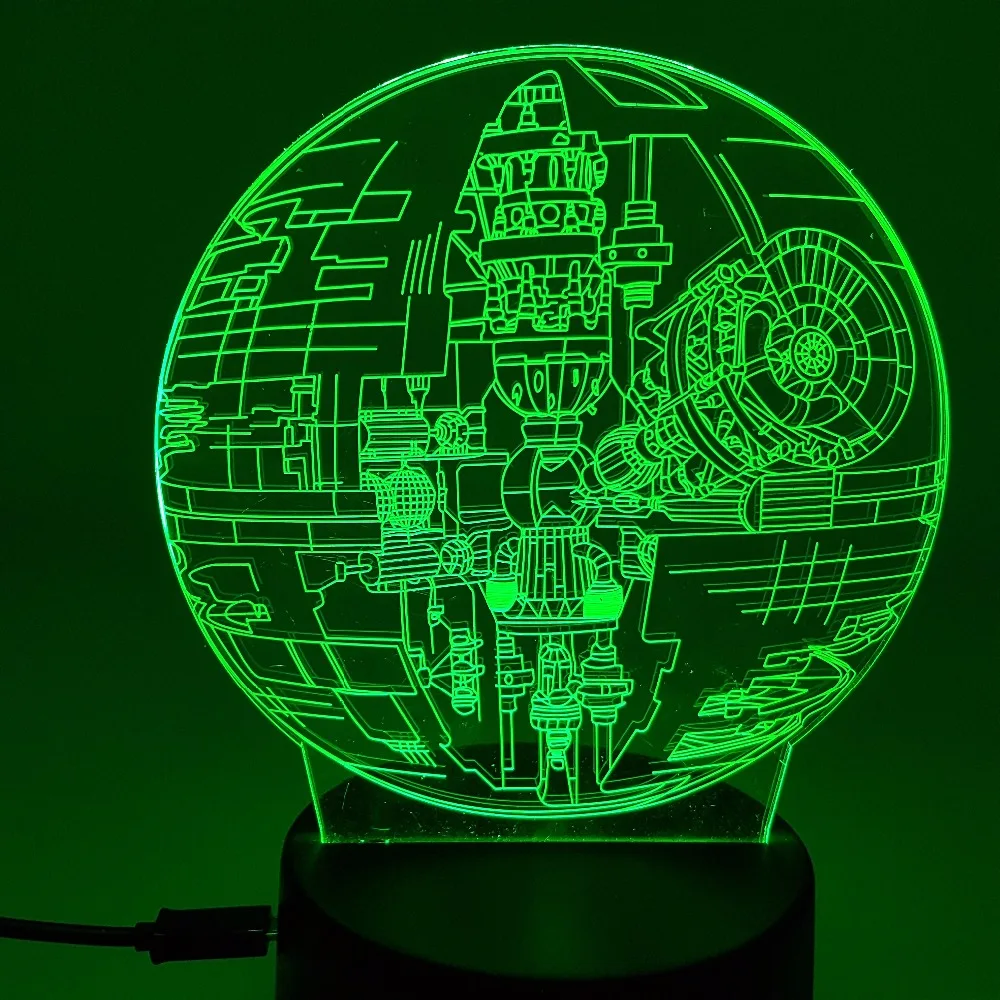 Экшн фигурка Death Star 3D ночники меняющие цвет 7 цветов светодиодный лампа модель