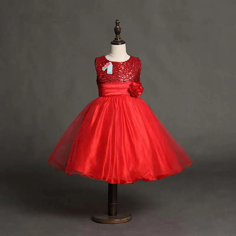 Новое модное платье с цветочным узором и пайетками для девочек наряд маленьких