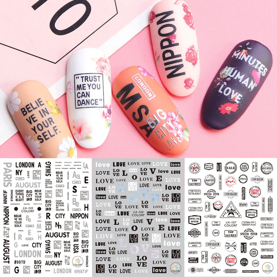 1 шт. наклейка для ногтей с буквами|Стикеры и наклейки| |