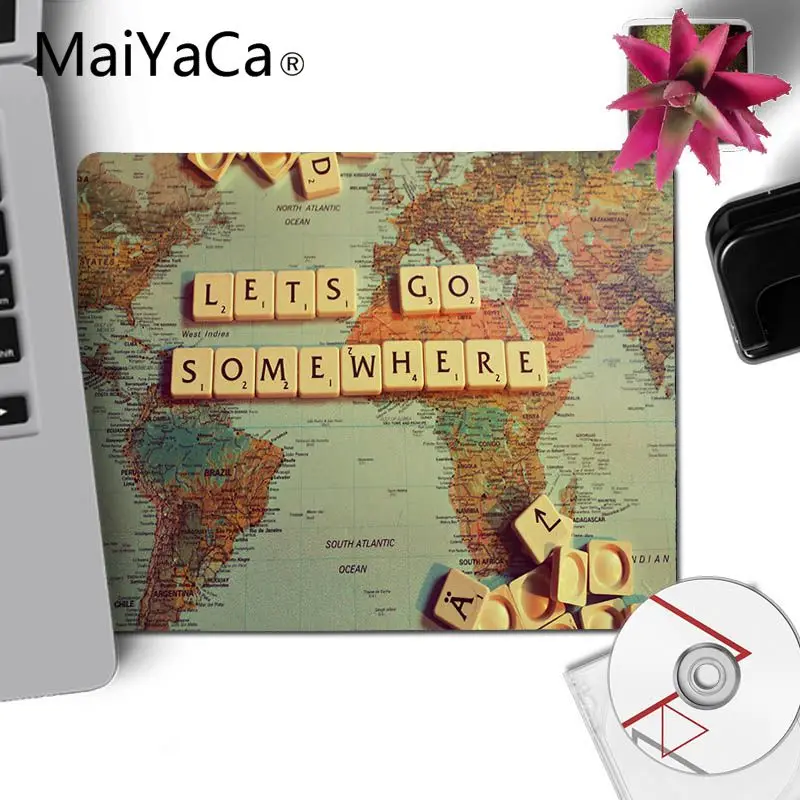 MaiYaCa World Map Travel Just Go small Gaming MousePads desk mat Keyboards Mat anime Mousepad for boyfriend Gift pad | Компьютеры и