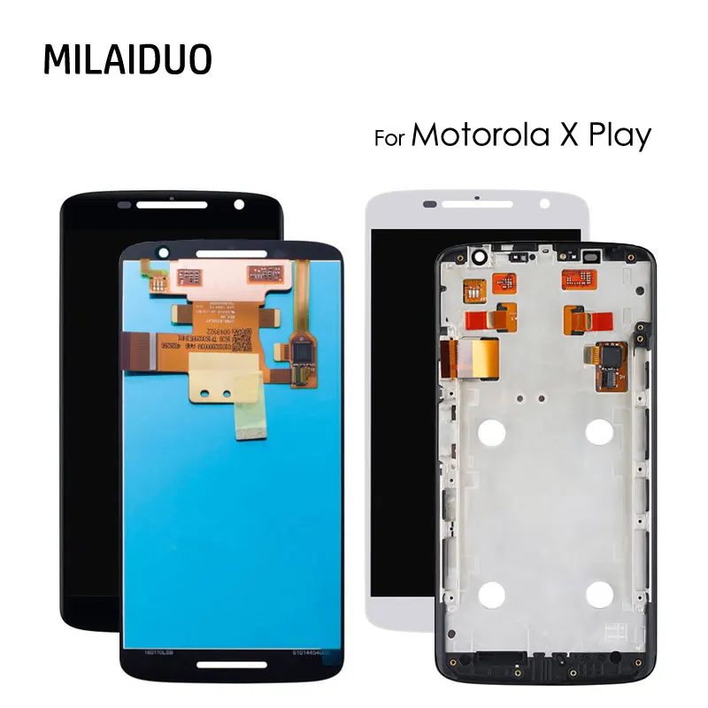 ЖК-дисплей для Motorola Moto X Play XT1561 XT1562 XT1563 XT1565 кодирующий преобразователь сенсорного экрана в сборе черно-белый с рамкой 5,5''