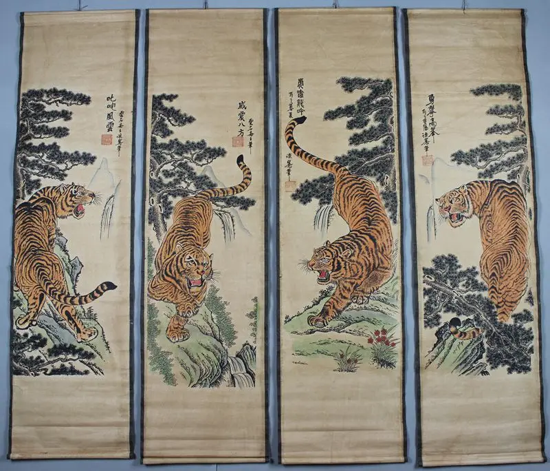 Антикварная живопись и каллиграфии четыре картины из гостиной настенные