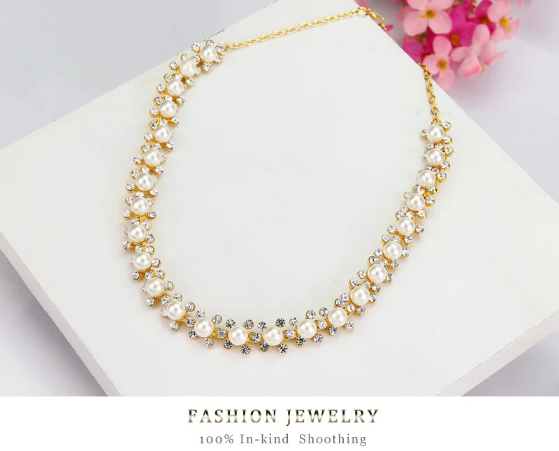 Fashion Jewelry Necklace and Earrings Stud round acrylic Hypoallergenic pearl high quality bridal jewelry sets | Украшения и