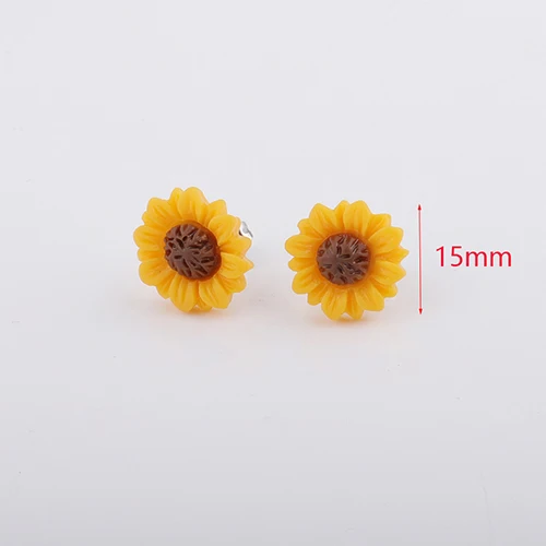 15mm Fnixtar золотые серьги в форме подсолнечника женские ромашки цветок серьги-шпильки цветок серьги с изображением хризантемы подарок оптом 20prs/лот - Окраска металла: 15mm