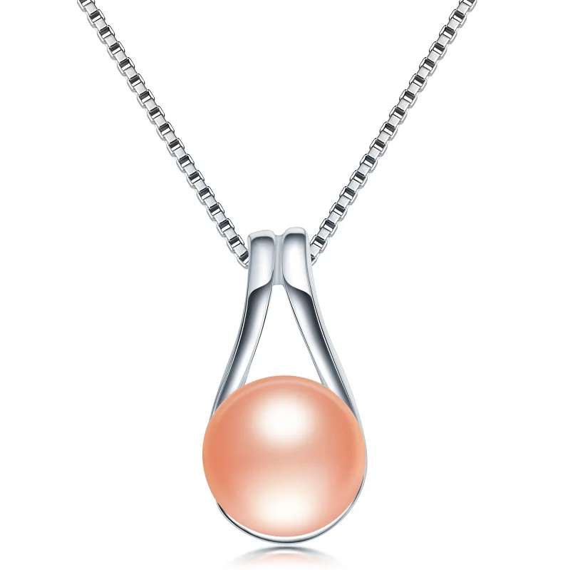 Fine natural pearl pendant necklace water drop necklace& amp,pendants for women fashion jewelry - Цвет камня: Розовый