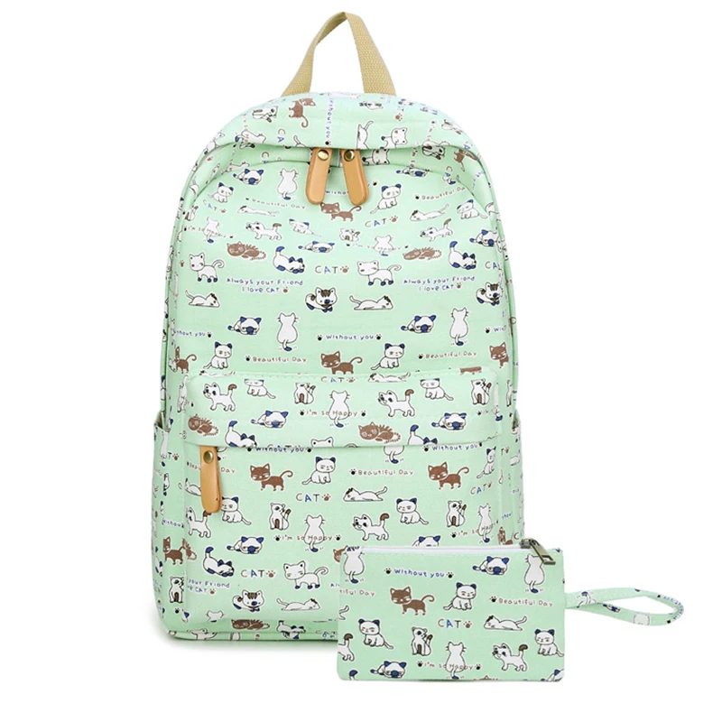 Холщовый Рюкзак для девочек 2 шт./компл., женские школьные рюкзаки, школьная сумка для подростков, Студенческая сумка для книг, Высококачеств...