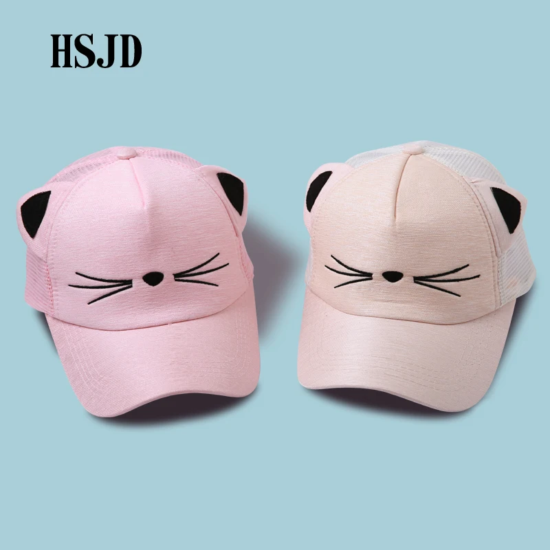 Snapback милая розовая сетчатая бейсболка с кошачьими ушками женские шапки 2018 летняя