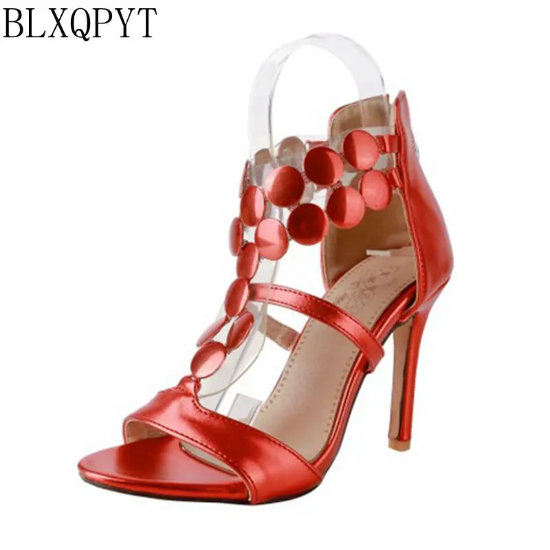 

BLXQPYT Summer Elegant Style Sandals fashion Big &Small Size 32-46 women thin High Heels (10CM) wedding Party shoes woman 581-6