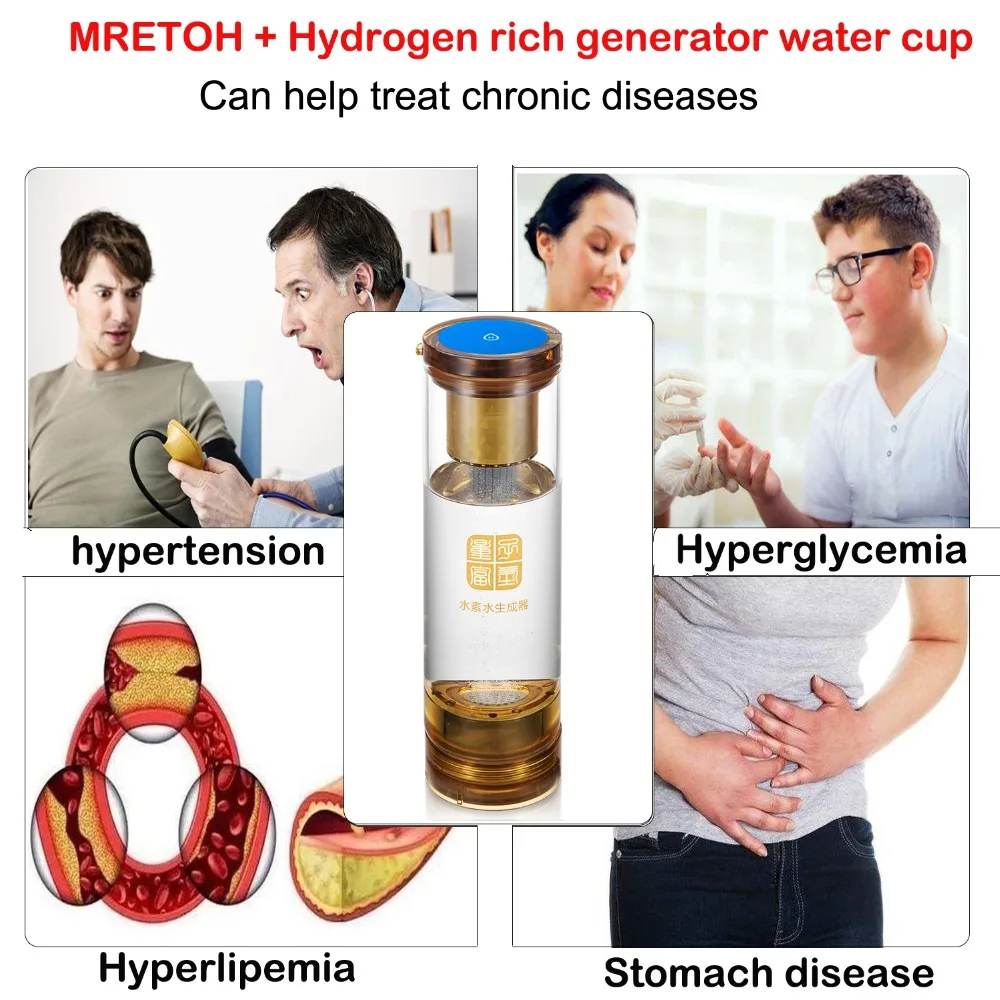 

Helping Treat Chronic Diseases MRETOH Anti-Agin Hydrogen-Rich Generator Alkaline Water Cup Touch Switch Rechargeable Ionizer