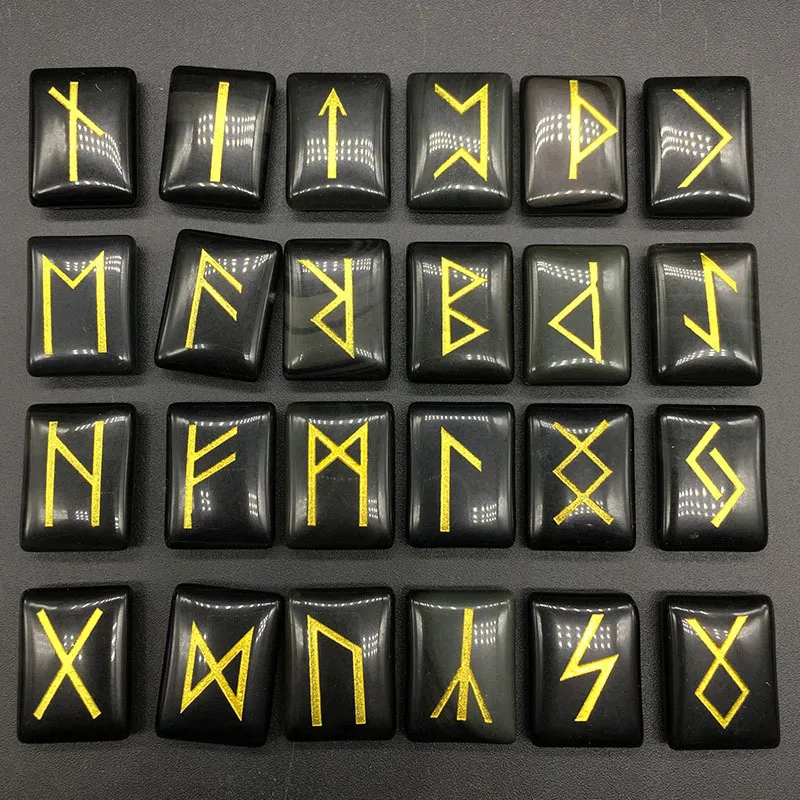 25 шт. натуральный зеленый Агаты/красные Агаты/тигровый глаз камень руны викингов