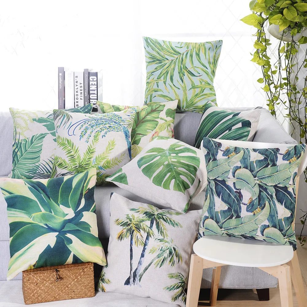 Бесплатная доставка Цветные тропические Флора Подушка с цифровой печатью крышка