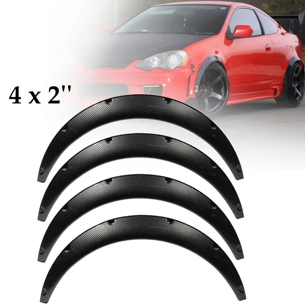 2 Inch CarbonStyle 4 шт. 2,75 дюйма 70 мм 2 дюйма 50 мм Универсальный глянцевый черный карбоновый гибкий автомобильный корпус для крыла вспышки расширение широкие колесные арки - Цвет: 2 Inch CarbonStyle