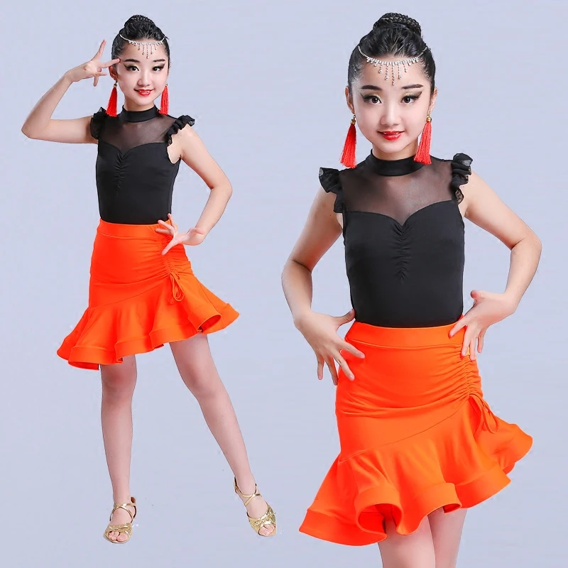 

2018 Children's Latin Dance Clothing for Girls Samba Latin Stage Dress Dancing Dress Girl Latin Dancewear Performance Costume