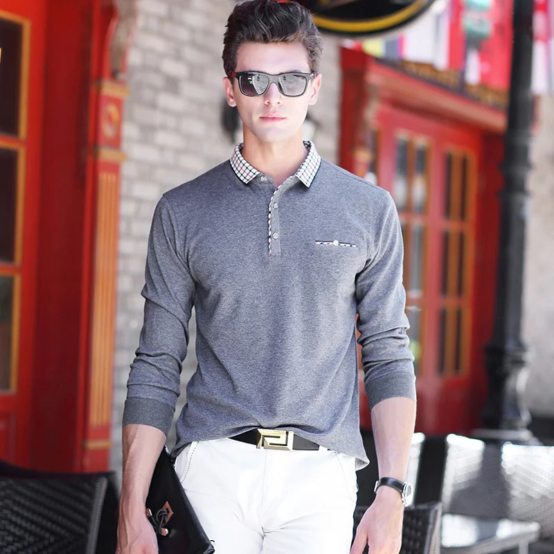 Hommes de chemise a manches longues POLO explosion models revers hommes dage moyen casionnels livraison|Поло| |