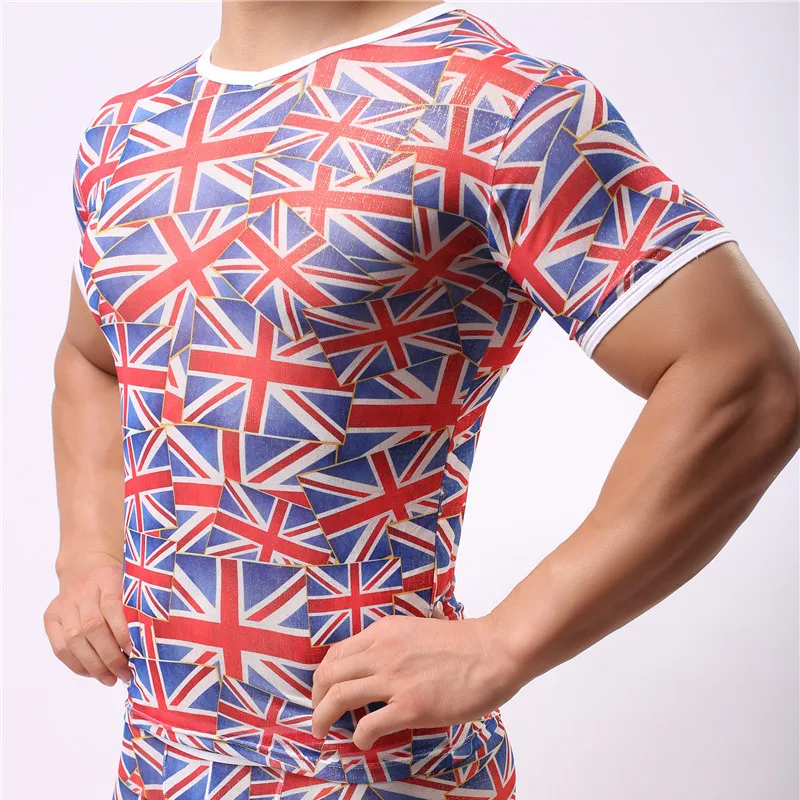 Men's Undershirts Mesh Flag Color Seamless Underwear Clothing Close-fitting Super Strench Undershirt Cool Summer Shirts Bodywear