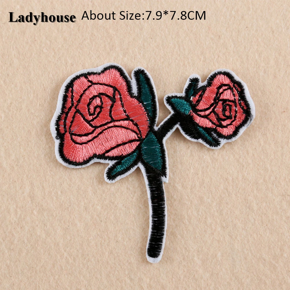 11 шт. вышитые розы шитье на патч цветок Железо наклейки для одежды значок железо