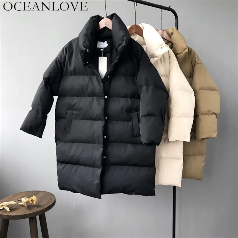 OCEANLOVE, три цвета, однотонная женская парка, с капюшоном, на молнии, однобортное пальто, зимнее, толстое, корейская мода, с поясом, куртка, короткая, 10635