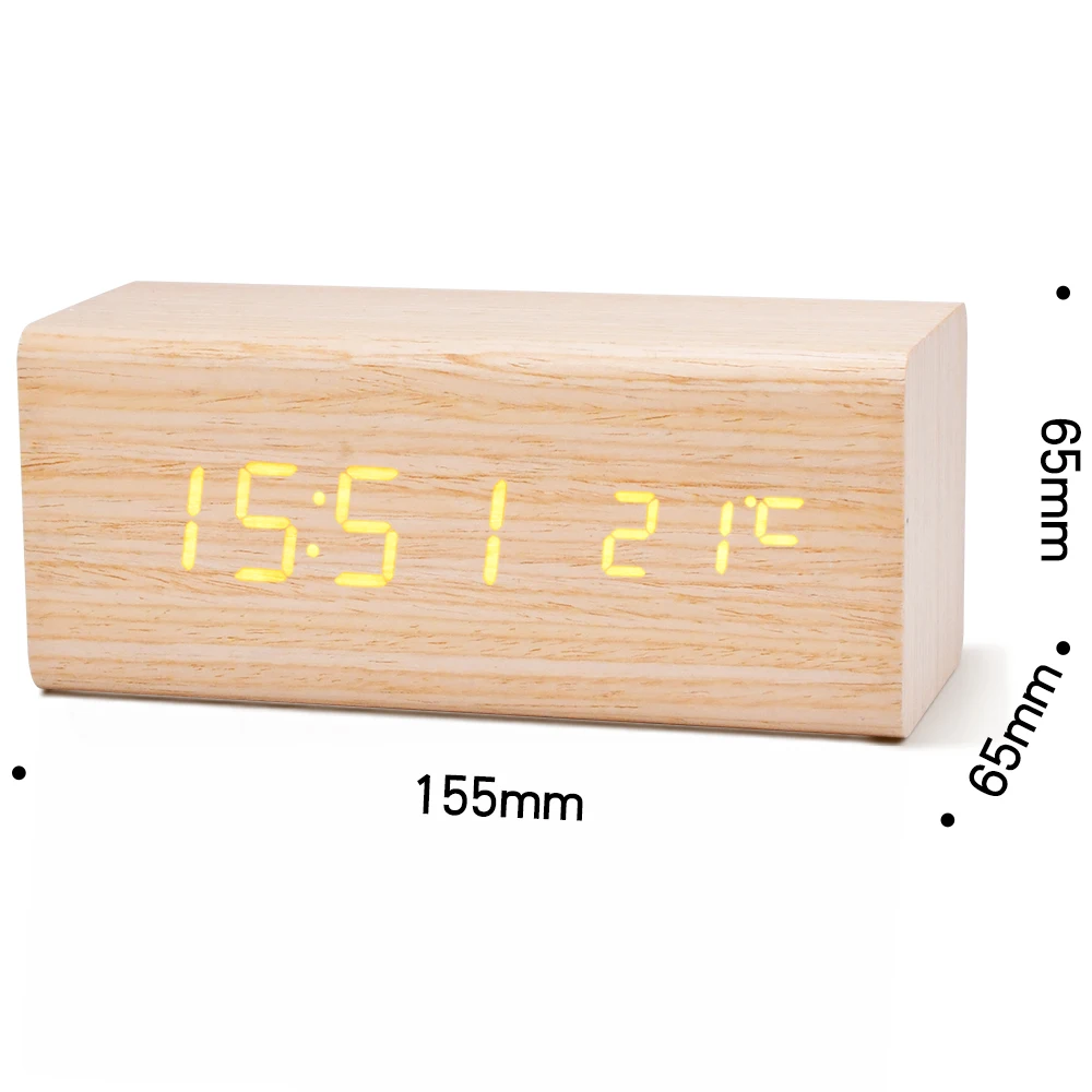 Высококачественный деревянный цифровой светодиодный Настольный будильник с