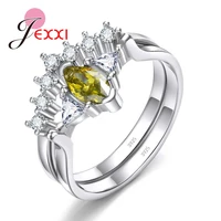 atmospheric luxury 2 rings set 925 sterling silver cubic zirconia gorgeous trendy gift for lovergirlfriendsister