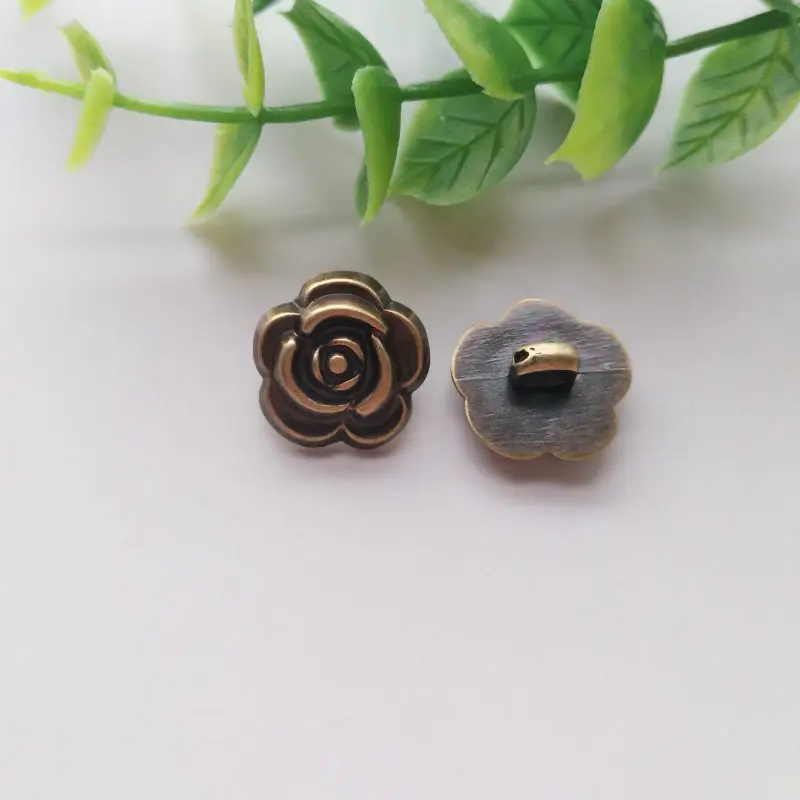 30pcs/lot Rose Flower Buttons Sewing-On One-Hole Resin Buttons For Clothes Bag Fashion Craft DIY Decoration Beautiful 15mm