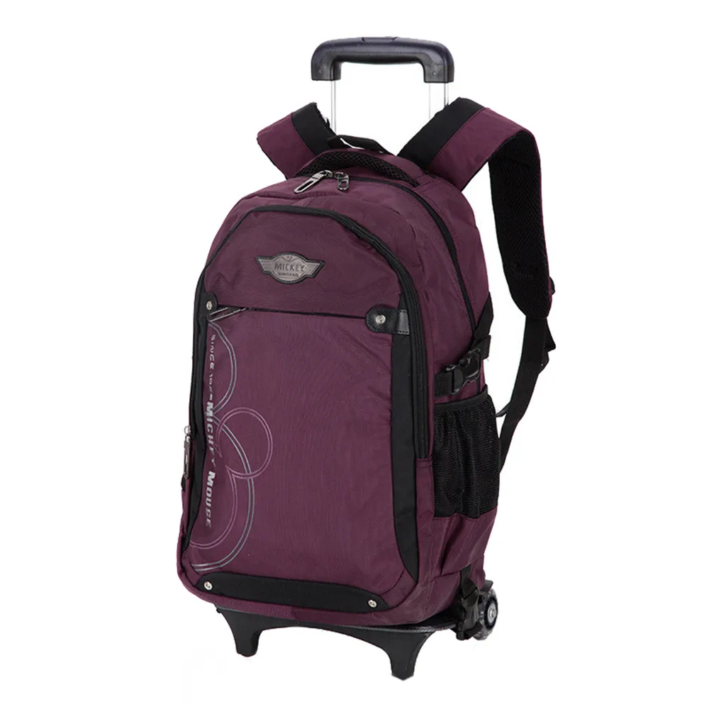 purple 2 wheels Детские школьные сумки с 3/2 колесами, съемная детская школьная сумка на колесах, рюкзак на колесиках для мальчиков и девочек - Цвет: purple 2 wheels