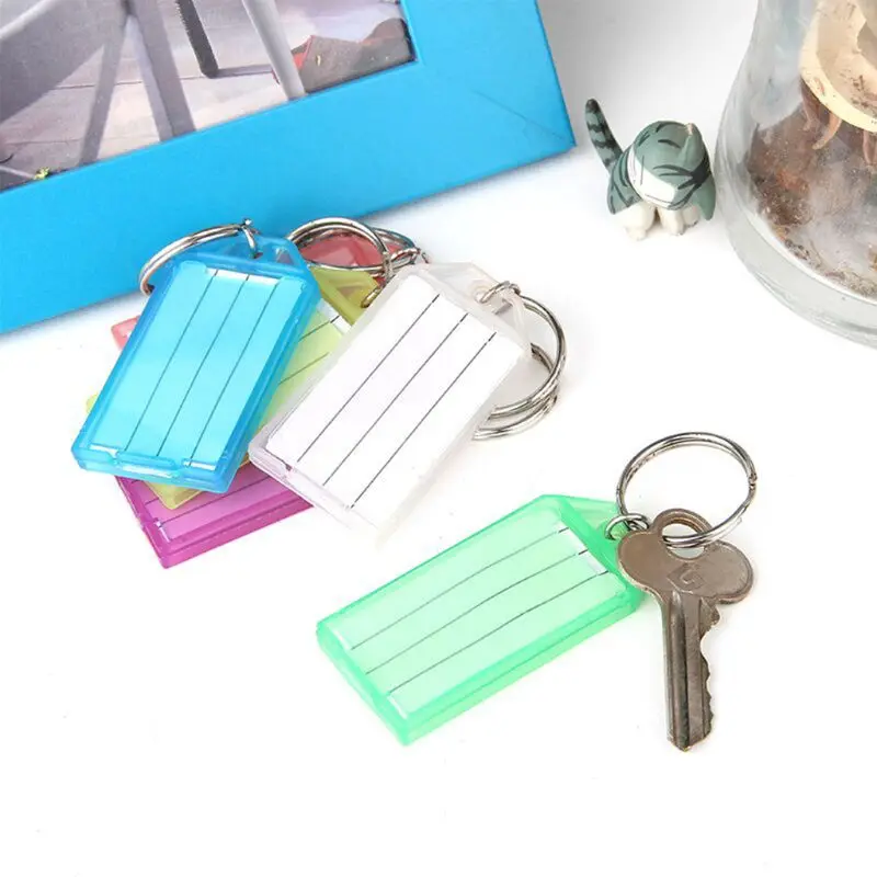 

20Pcs Tough Plastic Key Tags with Split Ring Label Window Assorted Colors #723