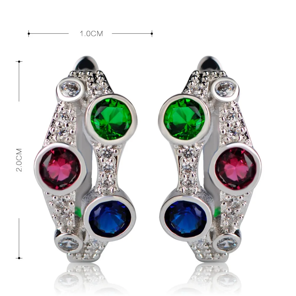 Blucome Классический Стад Серьги Для Женщин Красный Синий Зеленый Горный Хрусталь