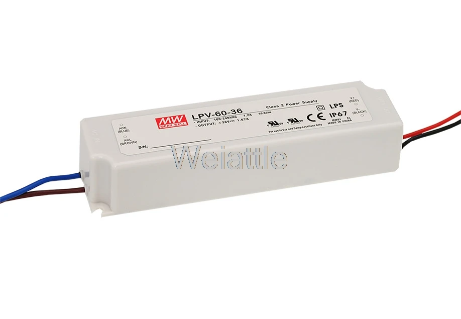 Источник питания с одним выходом MEAN WELL original LPV-60-48 48 В 1 25 А meanwell LPV-60 60 Вт |