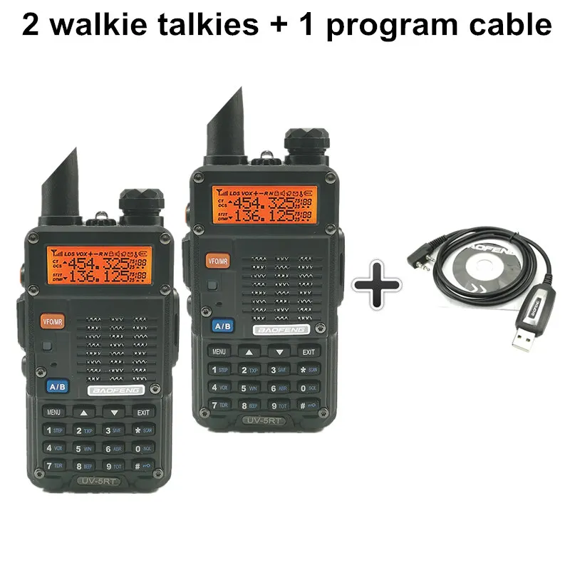 Add a program cable 2 шт Baofeng UV-5RT Walkie Talke радио Comunicador UV 5RT CB радио сканер Расширенный Baofeng UV-5R Walky Talky Профессиональный UV5R - Цвет: Add a program cable
