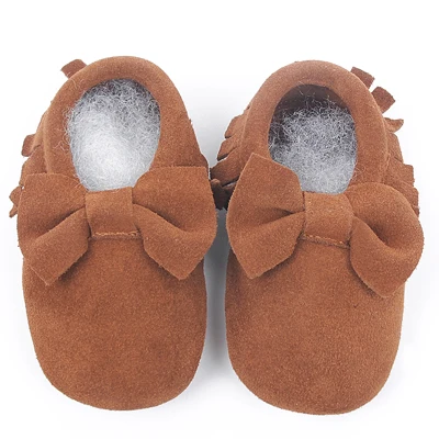 

Baby moccasins Infant Fringe Bow Shoes Genuine Leather First Walkers Soft bottom Baby Toddler shoes
