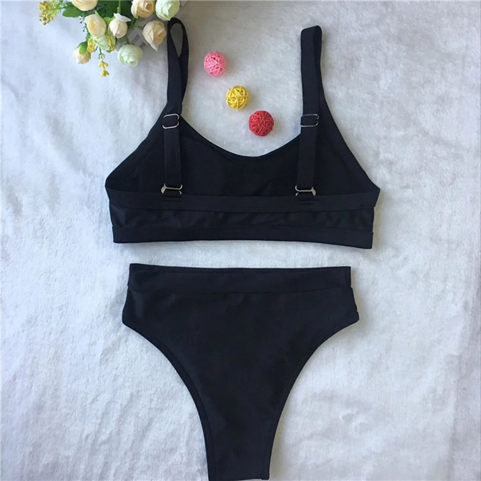 2018 Для женщин Сексуальная бандо бикини Установить одноцветное Мягкий Бикини