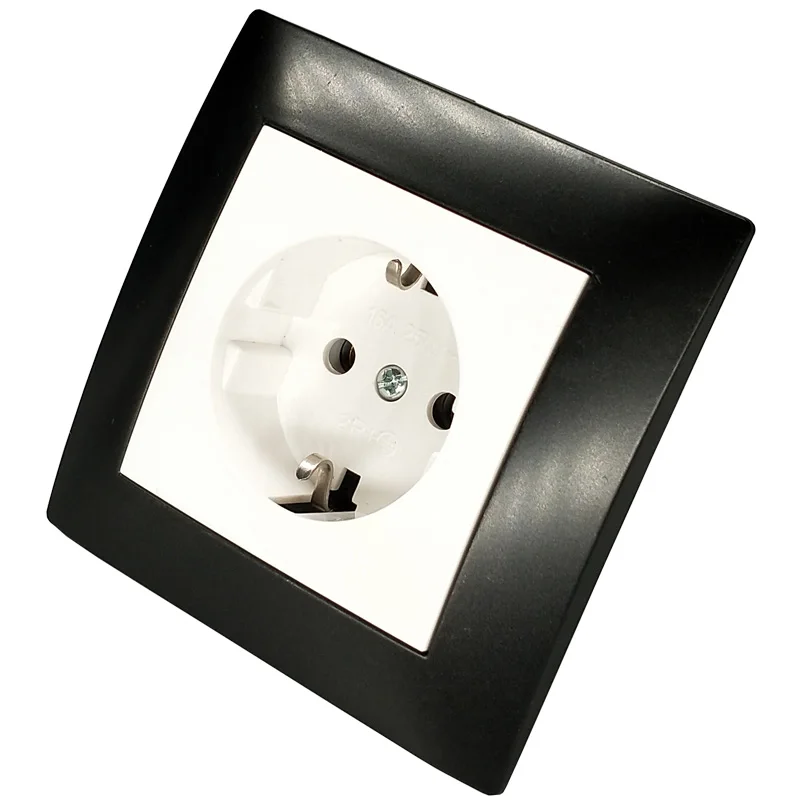 Настенная розетка с коричневой рамкой европейский стандарт DIY 16А 250В
