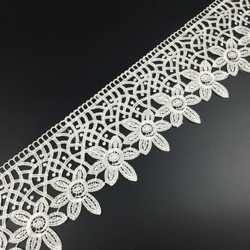 Одежда SINUAN кружева с водорастворимой бахромой 7 мм вышитые белый/черный цветок