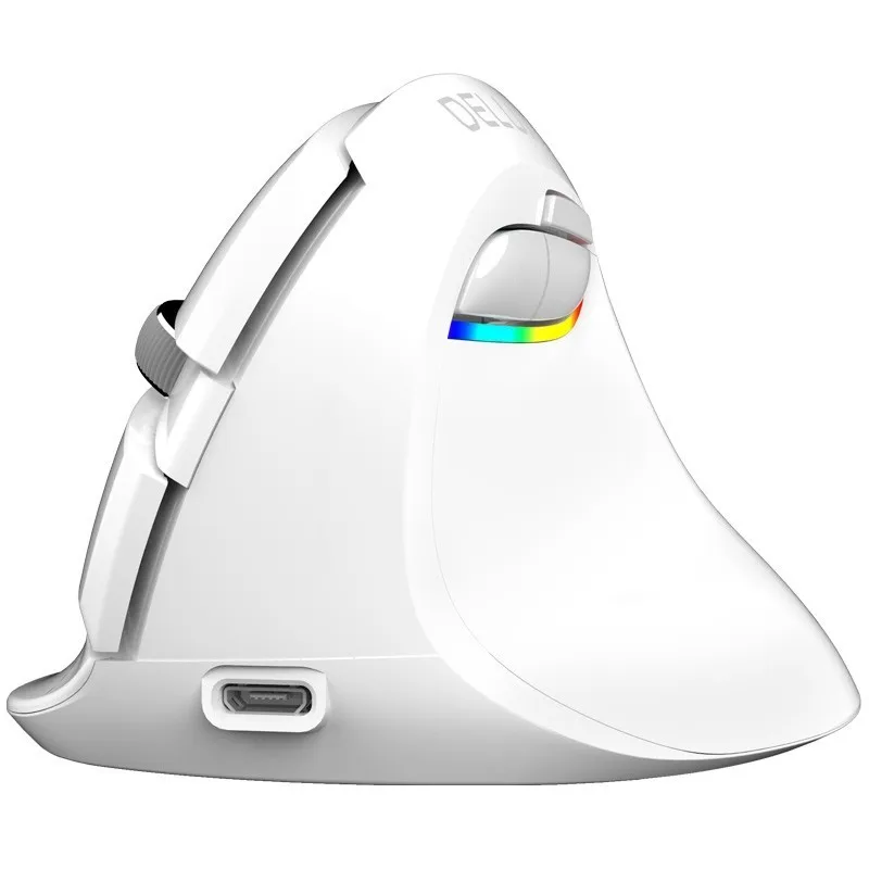 White Bluetooth 4,0 Delux M618 мышь Беспроводная 2,4 ГГц перезаряжаемая 2400 dpi RGB вертикальная игровая мышь геймерская эргономичная мышь для ПК ноутбука - Цвет: White