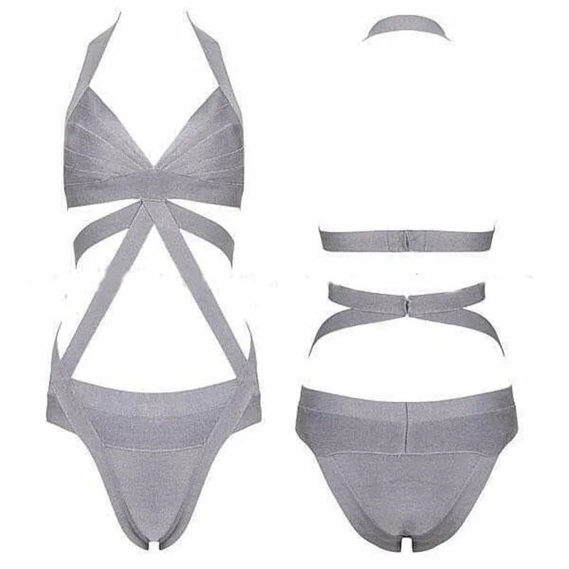 Top Quality 3 Color Summer Women Bodysuits Rayon Knitted Halter Sexy Bandage Beach Bikinis | Женская одежда
