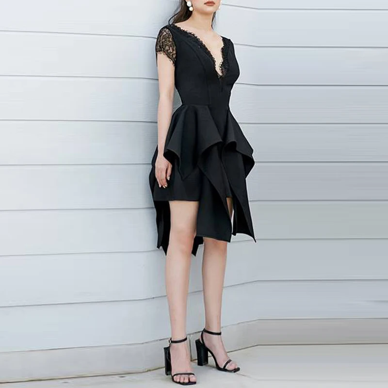 Женское платье с оборками и V-образным вырезом без рукавов | Женская одежда