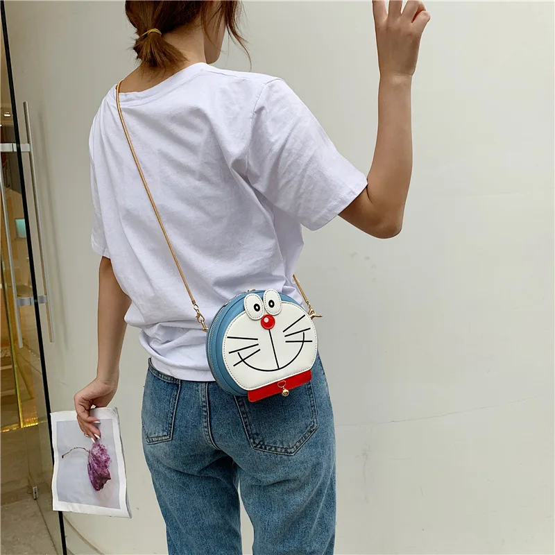 Милая мультяшная печать цепочка сумка Doraemon маленькая круглая 2019 модная новая