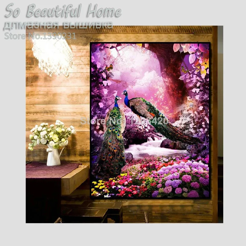 Набор для алмазной вышивки Павлин 40*30|round diamond|diamond paintingdiy diamond |