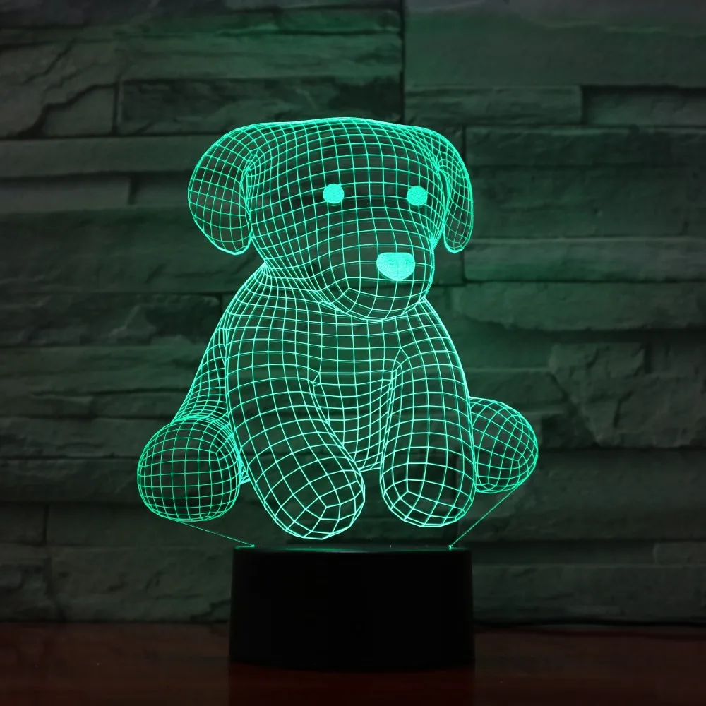 Мультяшный милый медведь ночник 3D USB сенсорный переключатель Акриловые 7 цветов