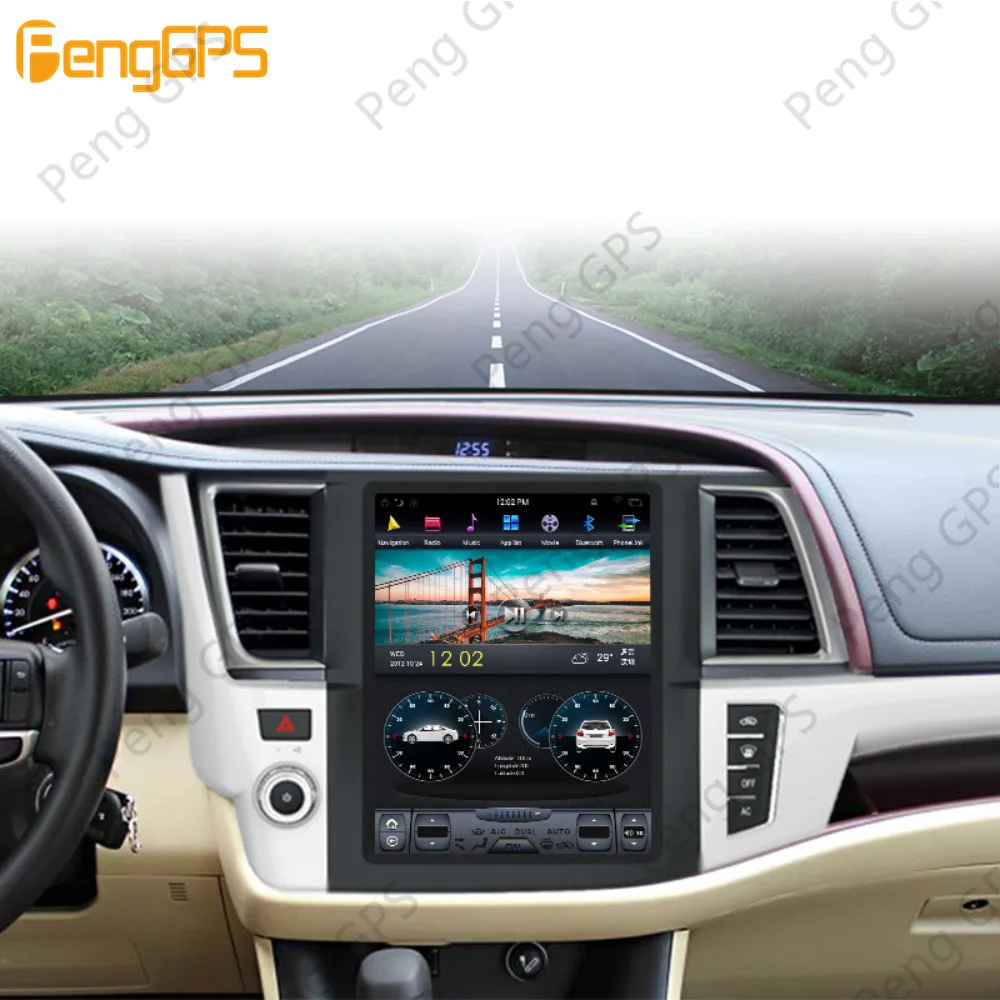 12,1 ''Тесла Android 9,0 PX6 4+ 64 Гб Встроенный DSP беспроводной CARPLAY Автомобильный мультимедийный радио для Toyota Highlander- gps навигационный головное устройство без DVD плеера