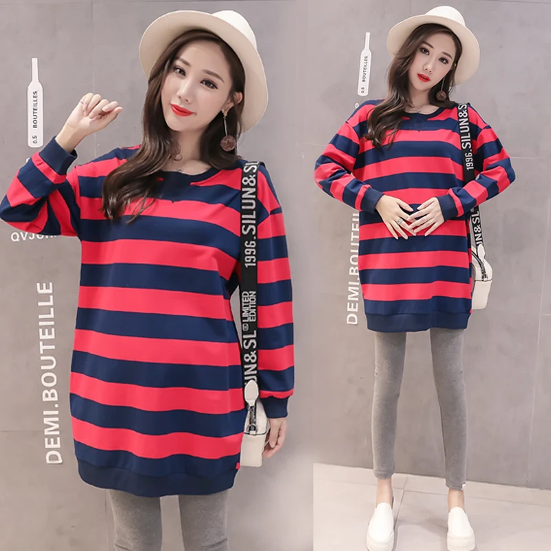 2018 Autumn Korean Fashion Maternity Shirts Long Sleeve Clothes for Pregnant Women Elegant Pregnancy Tops Lovely Printed Cotton | Мать и