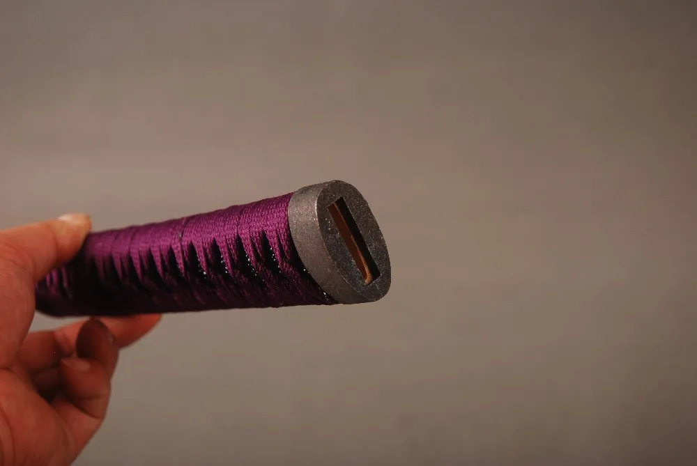 Тонкая ручка Tsuka для японского меча Wakizashi фиолетовый шелк Ito & Имитация Черный Rayskin