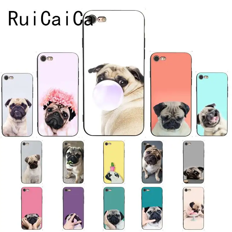 Ruicaica животное милый Мопс собака шаблон мягкий чехол для телефона из ТПУ iPhone 8 7 6 6S