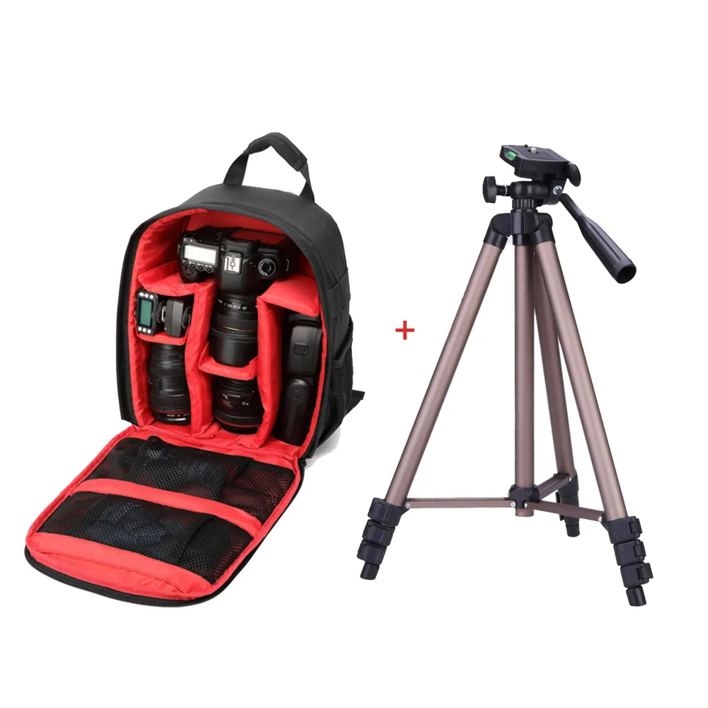 Red with Tripod Сумка для камеры Водонепроницаемая Сумка для DSLR рюкзак для камеры 13x10,4x4,9 дюймов Размер для DSLR камеры s беззеркальная камера s объектив вспышка штатив - Цвет: Red with Tripod