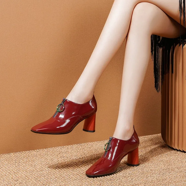 Женские туфли-лодочки из коровьей кожи MLJUESE винно-красные вечерние туфли на