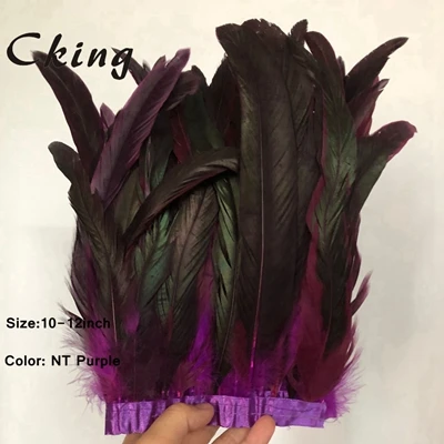 NT purple 25-30 см 34 цвета Курица с перьями из хвоста петуха отделка полосы для свадебного платья юбка праздничная одежда украшения и DIY ремесло - Цвет: NT purple