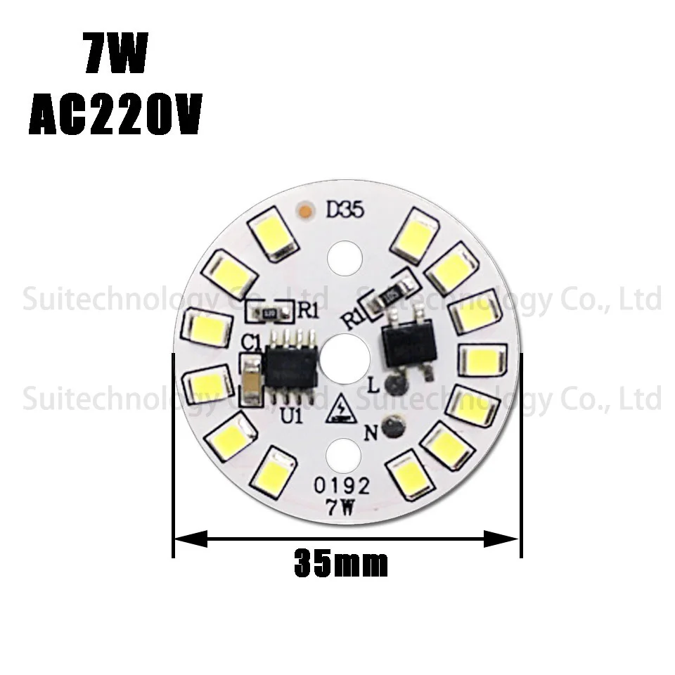 10 шт. AC220v светодиодный pcb SMD2835 3 Вт 5 Вт 7 Вт 9 Вт 12 Вт 15 Вт интегрированный ic драйвер белый/теплый белый светильник источник для светодиодный лампы потолочный светильник