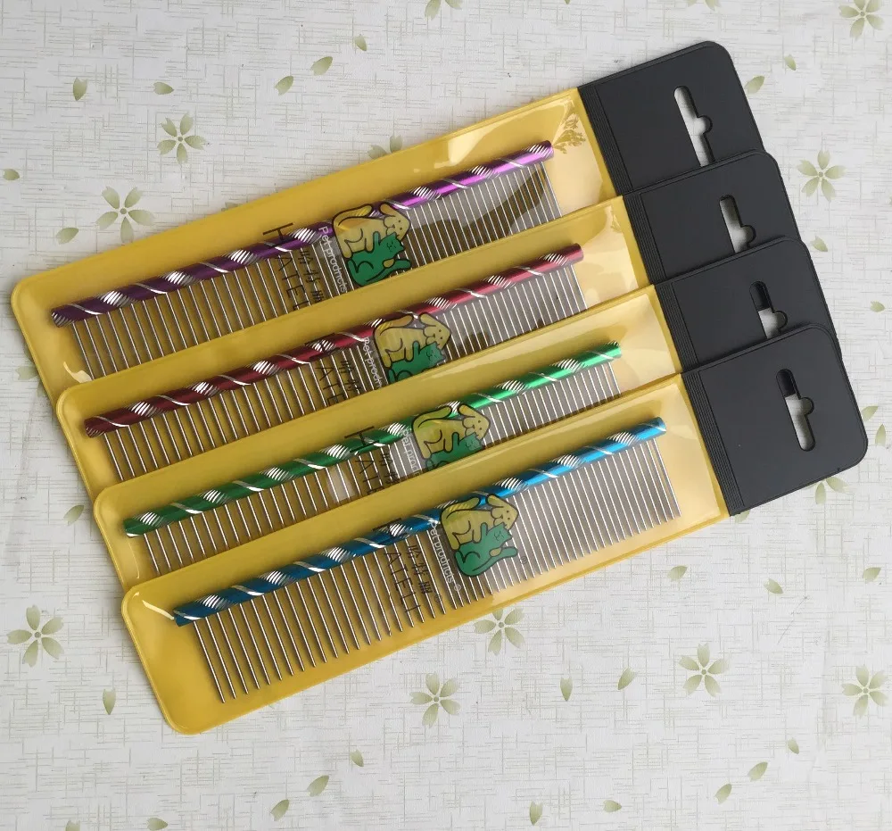 16 см Раскрашенная парикмахерская расческа для домашних животных из нержавеющей